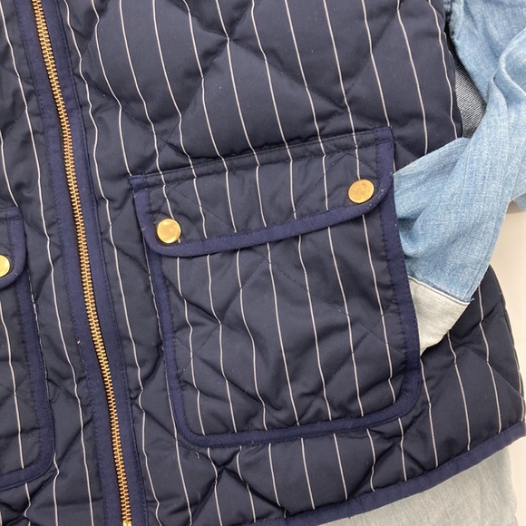 J.Crew Puffer Vest Navy Pinstripe Women’s Small - Picture 3 of 6